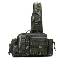 Versatile Fishing Gear Storage Backpack with Rod Holder & Sling Shoulder Bag (Green Camo)