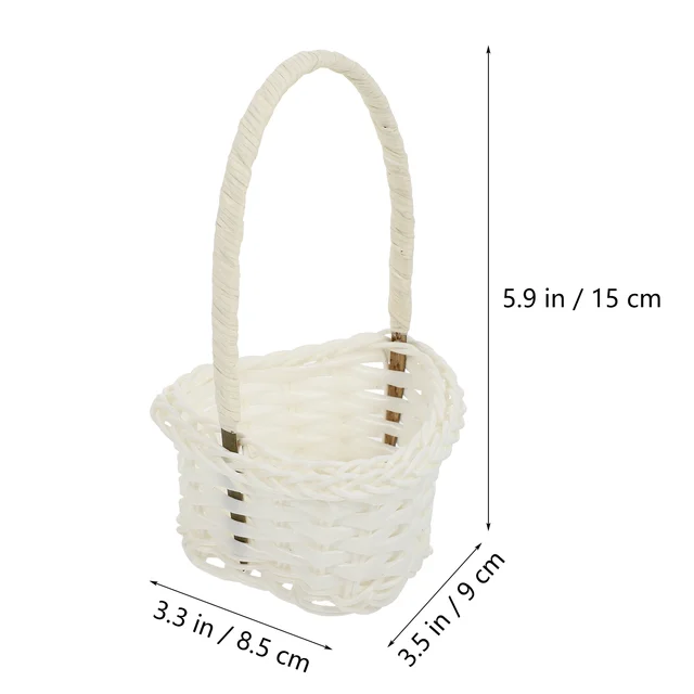 6 Db Rattan Kosár Fehér Függő Ültetvények Szövött Tároló Műanyag Virágszalma Fogantyú Bambusz Gyermekpályán - Image 4
