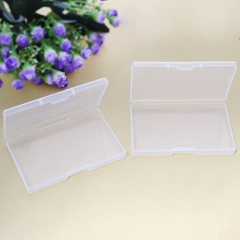 2Pcs 플라스틱 명함 홀더 주최자 신용 ID 카드용 휴대용 이름 케이스 구성 요소 보관 상자 전문 사무실