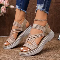 Sandales pour femmes, chaussures à semelles épaisses antidérapantes, sandales d'été décontractées pour l'extérieur, chaussures de sport élastiques à bout ouvert 4