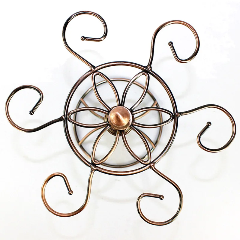 A01F-Wine Glass Rack,Countertop Wine Glass Holder, Freestanding Stemware Storage Rack With 6 Hooks,For Home Bar