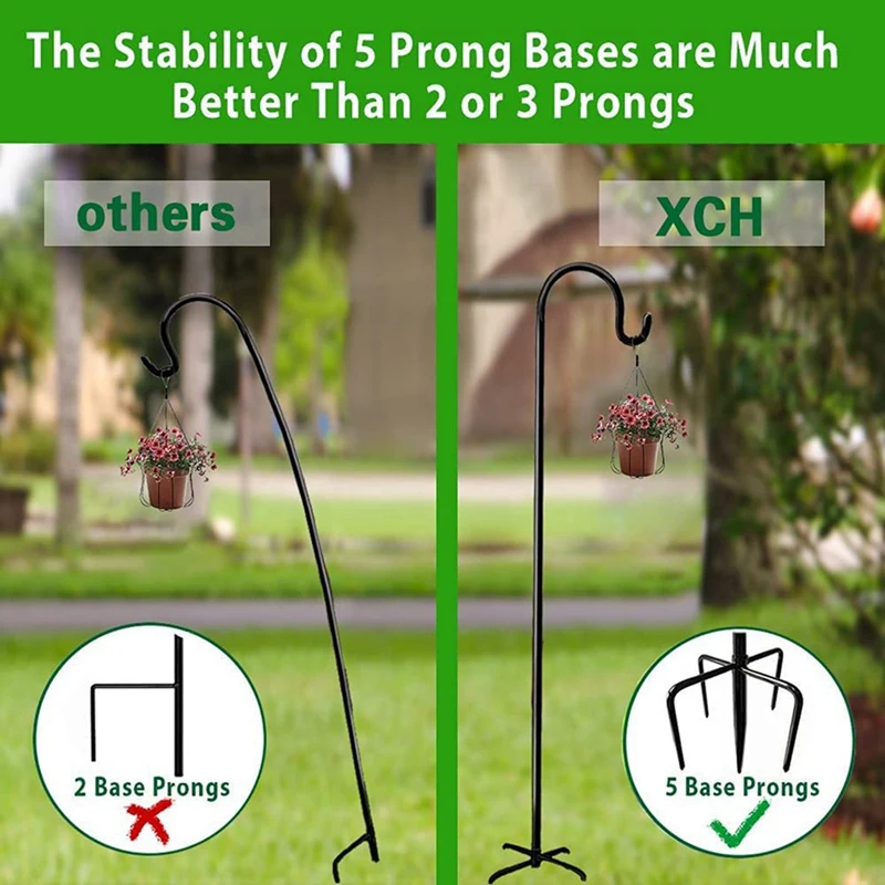 Shepherd Hook Plant Hanger Bird Feeder Pole Garden Hook Freestanding Adjustable Garden Hanger Hook 2 Pack,36 Inches Tall