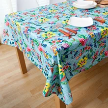 

Polyester Tablecloths, Waterproof Table Covers Little Yellow Flower Blue Yellow Dining Table Coffee Table Deco