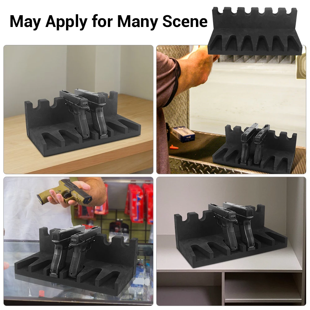 Gun Accessories 3/4/6 Slots Foam Gun Rack Universal Pistol Rack Handgun Display Stand Glock Holder Weapon Support for Gun Safe Organizer Storage