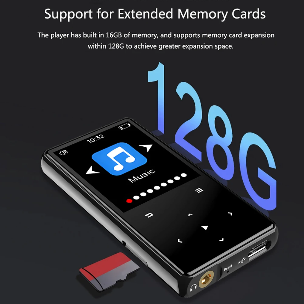 체육관 캠핑 스포츠용 휴대용 음악 플레이어, Bluetooth-Compatible5.0 음성 녹음기, FM 라디오 녹음, MP3 MP4 플레이어, 8 GB, 16 GB, 32GB