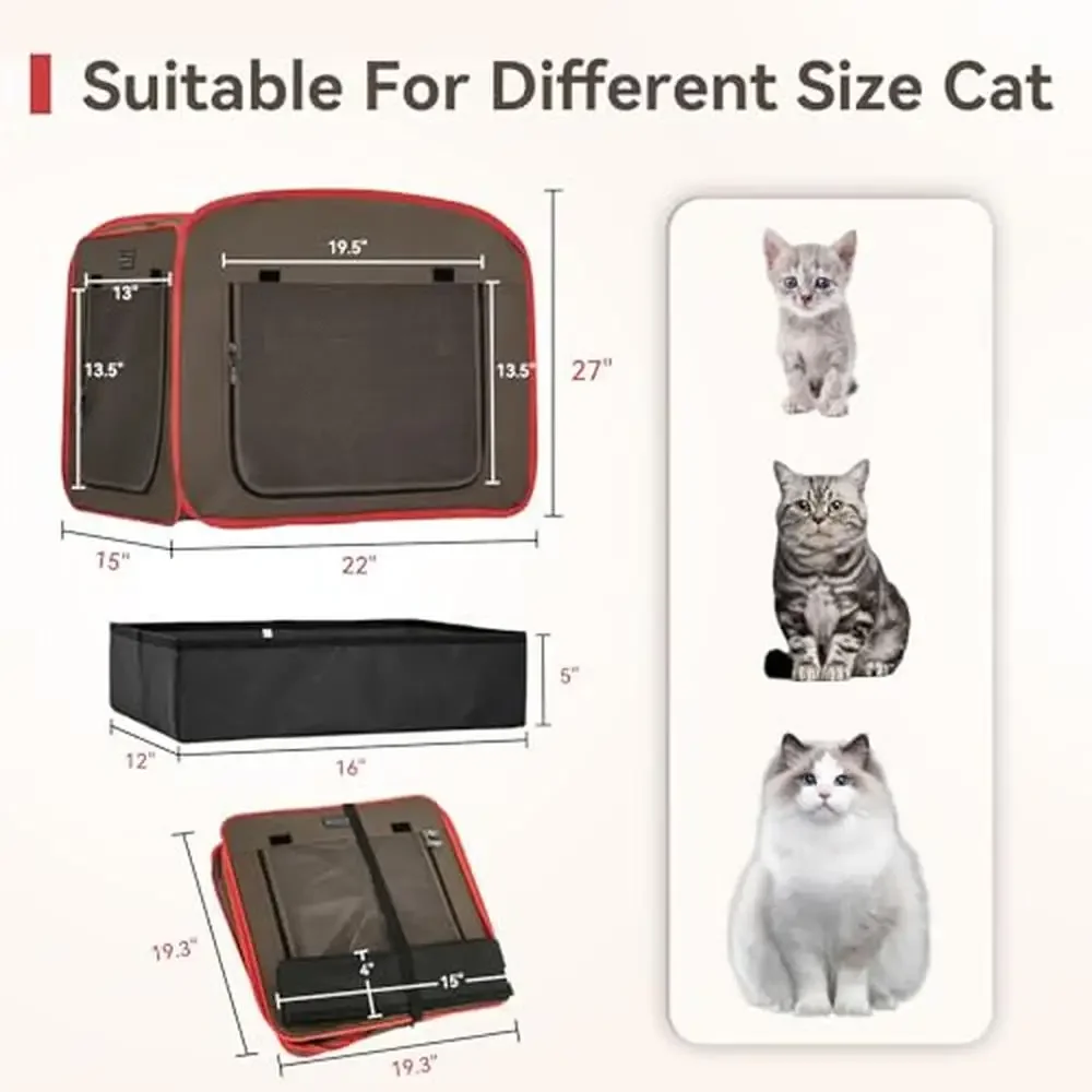 Portable Cat Crate with Litter Box Soft Cushion Collapsible Kennel Carrying Bag Travel Storage Oxford Clothing Cage Prevent