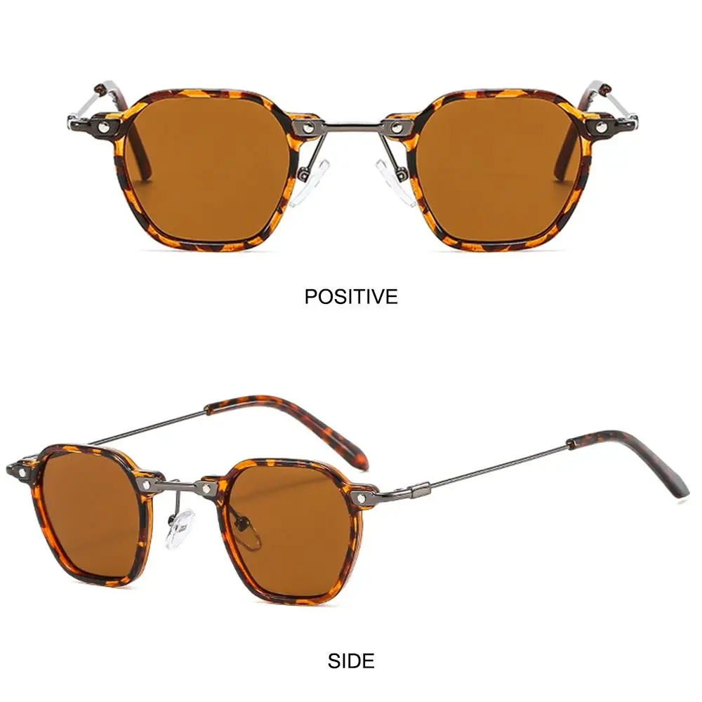 Modische Punk-Sonnenbrille mit Polygonrahmen, Avantgarde, kleine Hip-Hop-Brille, ozeanfarbene Brille für Damen und Herren – Detail 6