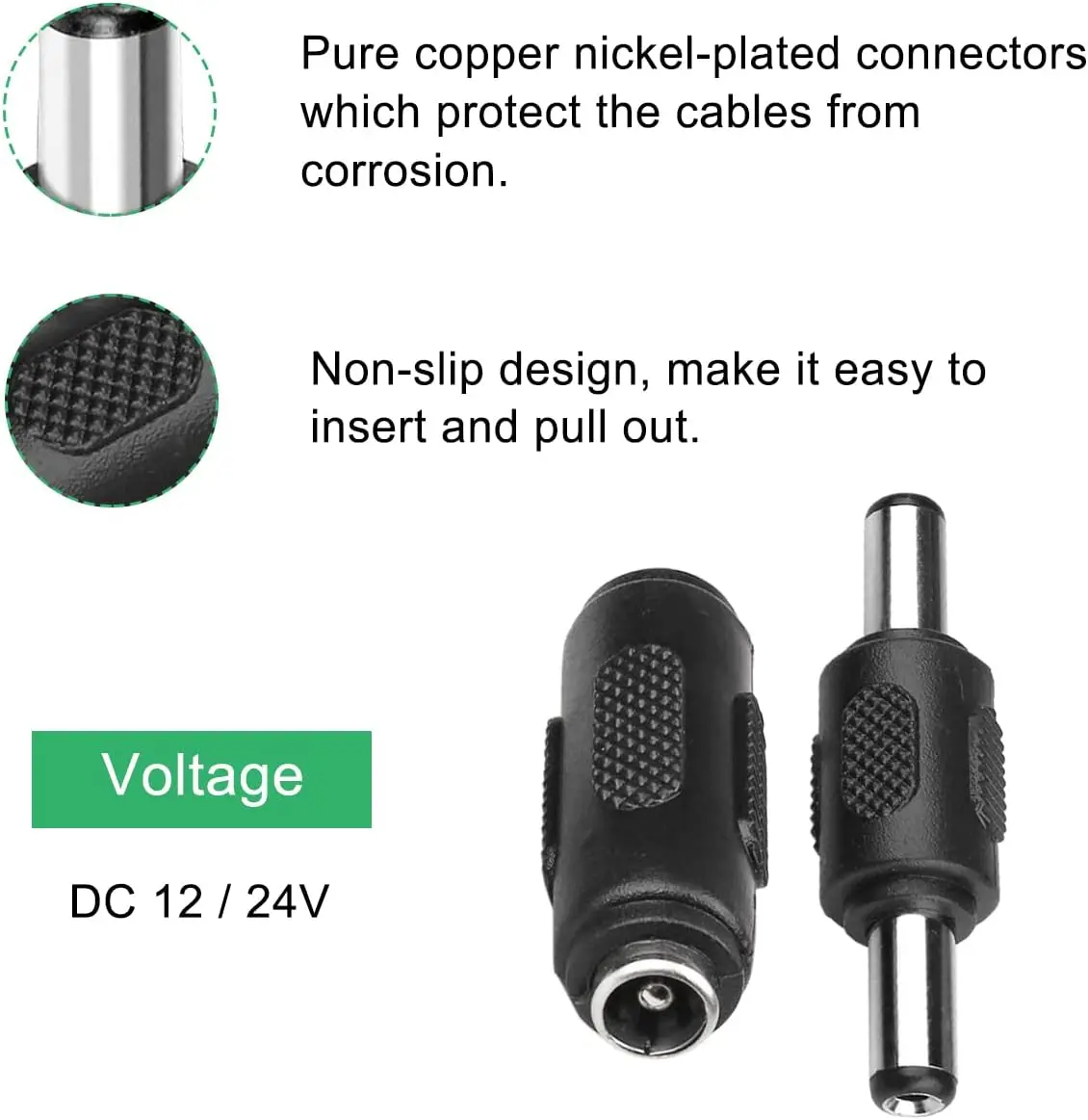 QUARKZMAN Adattatore Connettore di Alimentazione DC, 5,5 x 2,1 Mm 10Pz Femmina-Femmina 12V 10Pz Maschio-Maschio 12/24V Presa di Alimentazione per Strisce Led Cctv