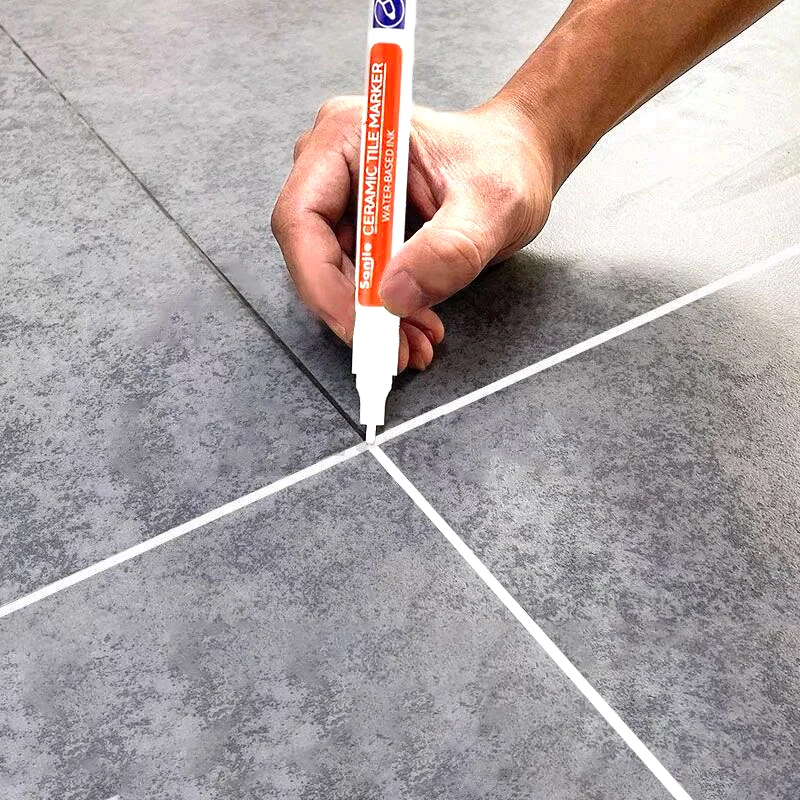 Waterproof White Marker Pen Permanent Repair Tiles Grout Markers Pens Floor Bathroom Wall Seam Decontamination Paint Brush Tools