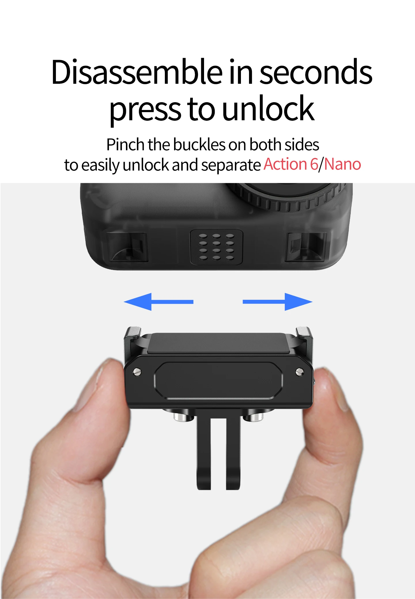 1/4 Schraube Magnetische Basismontage Dual-Claw Quick Release Adapter für DJI Action 6 / Osmo Nano Stativ Kamera Grundplattenerweiterung – Detail 16