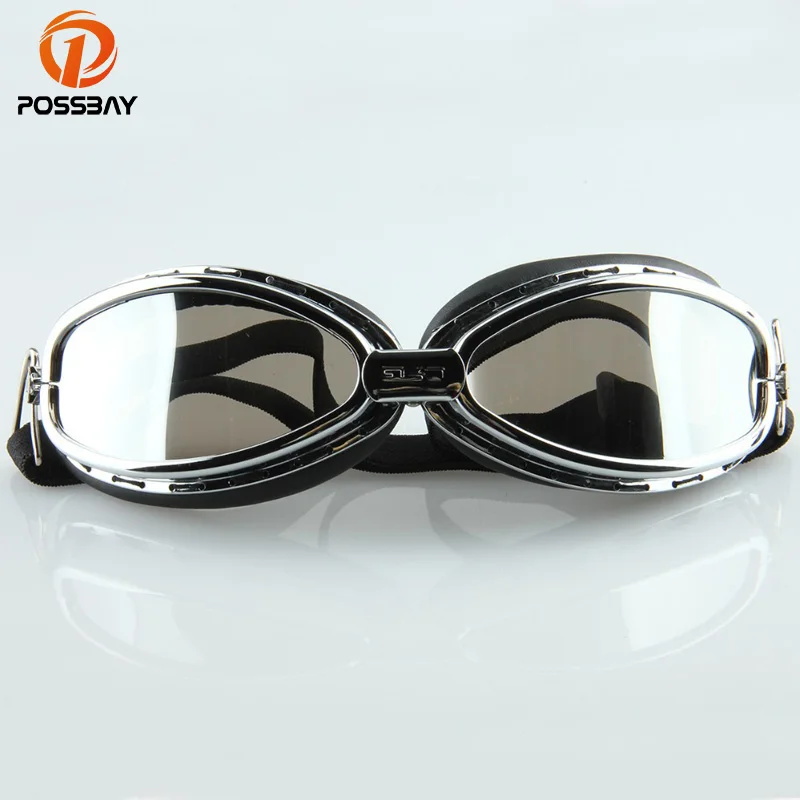 

POSSBAY Outdoor Sports Glasses Eyewear Motorcycle Motocross Scooter Goggles Silver Motorcycle Sunglasses