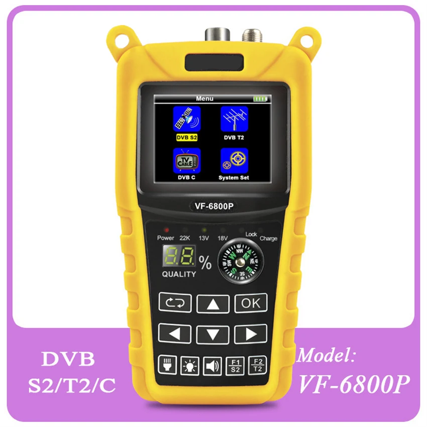 

Спутниковый искатель, комбинированная поддержка DVB-T2/DVB S2/DVB C Sat Finder Meter для спутникового ТВ приемника DVB T2 тюнер HD Digital Satfinder