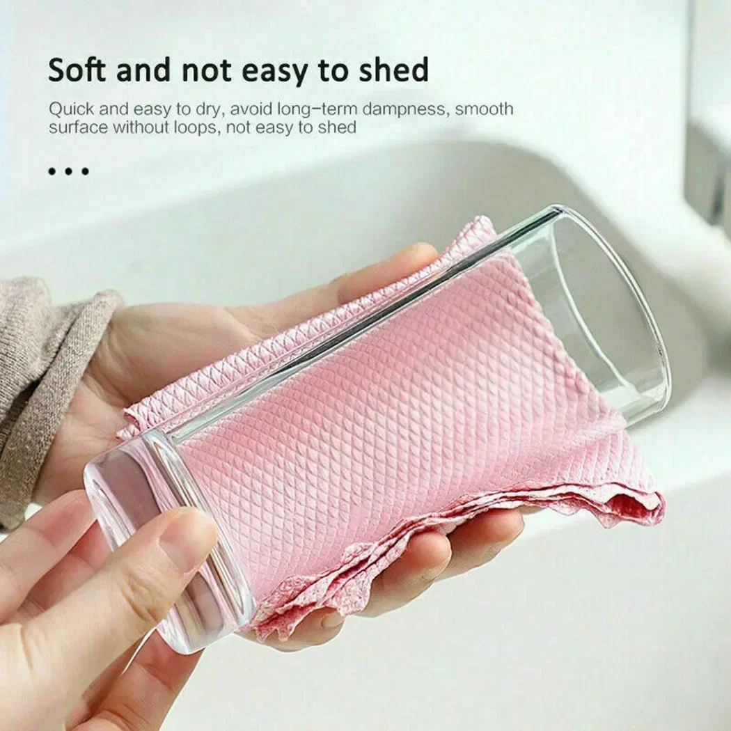 NanoScale Streak-Miracle Cleaning Cloths Pads Kitchen Anti-Grease Wiping Rags Miracle Cleaning Towel For Home Kitchen Tool