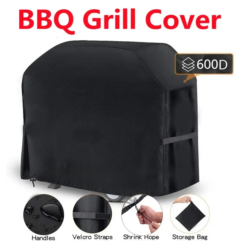 

600D Oxford Cloth BBQ Cover Outdoor Dust Waterproof Rain Heavy-Duty Grill Cover Anti UV Duty Weber Heavy Protective Grill Cover
