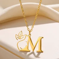 Beauty Flower Initial Necklace Women Girl Gifts Stainless Steel Gold Color Letter Pendant Choker Alphabet Jewelry Free Shipping