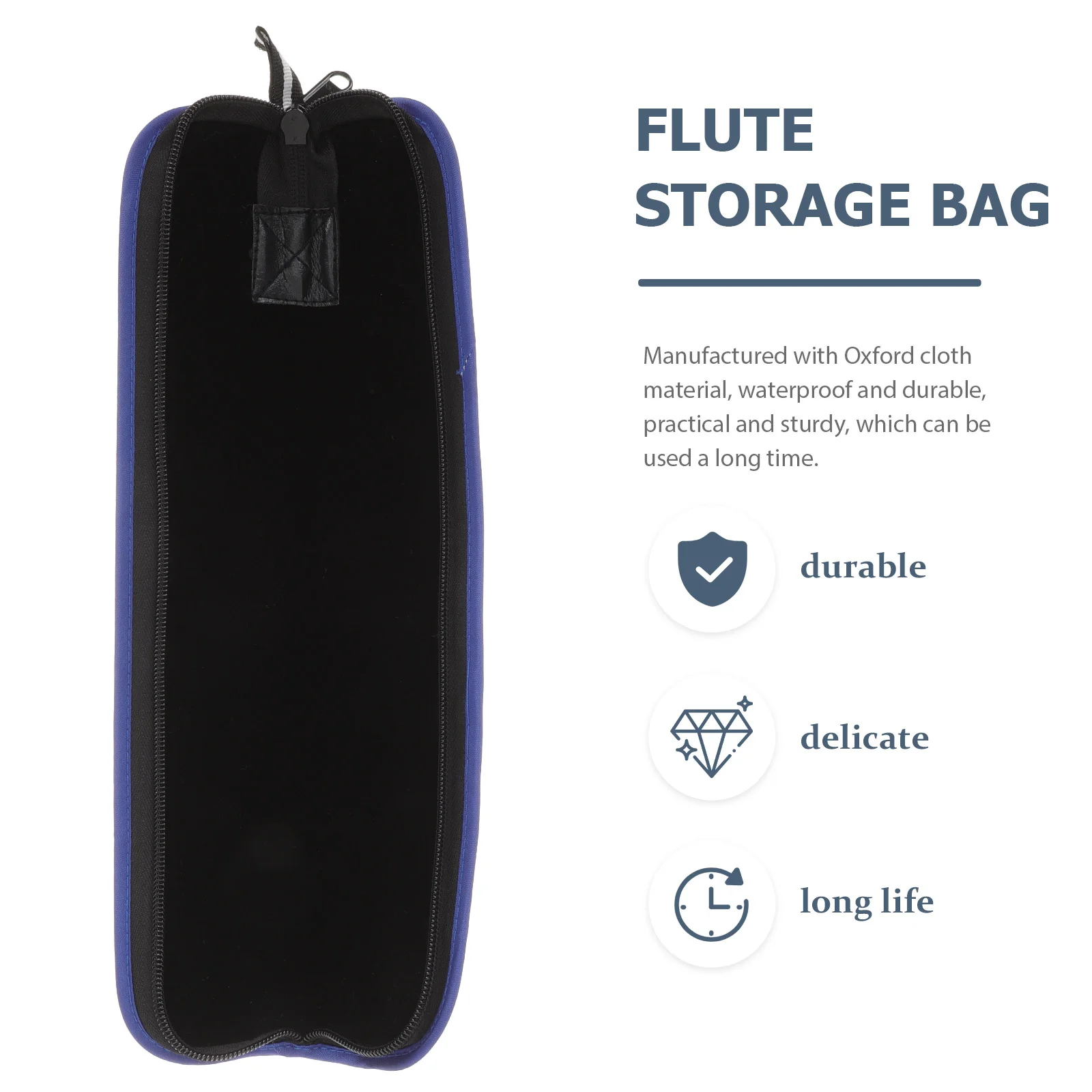 Black Oxford Flute Bag Durable Soft Padding Zipper Design Waterproof Dustproof Light Portable Recorder Case Musical