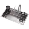 2024 new product big size Honeycomb embossed knife holder piano digital display waterfall kitchen sink 6