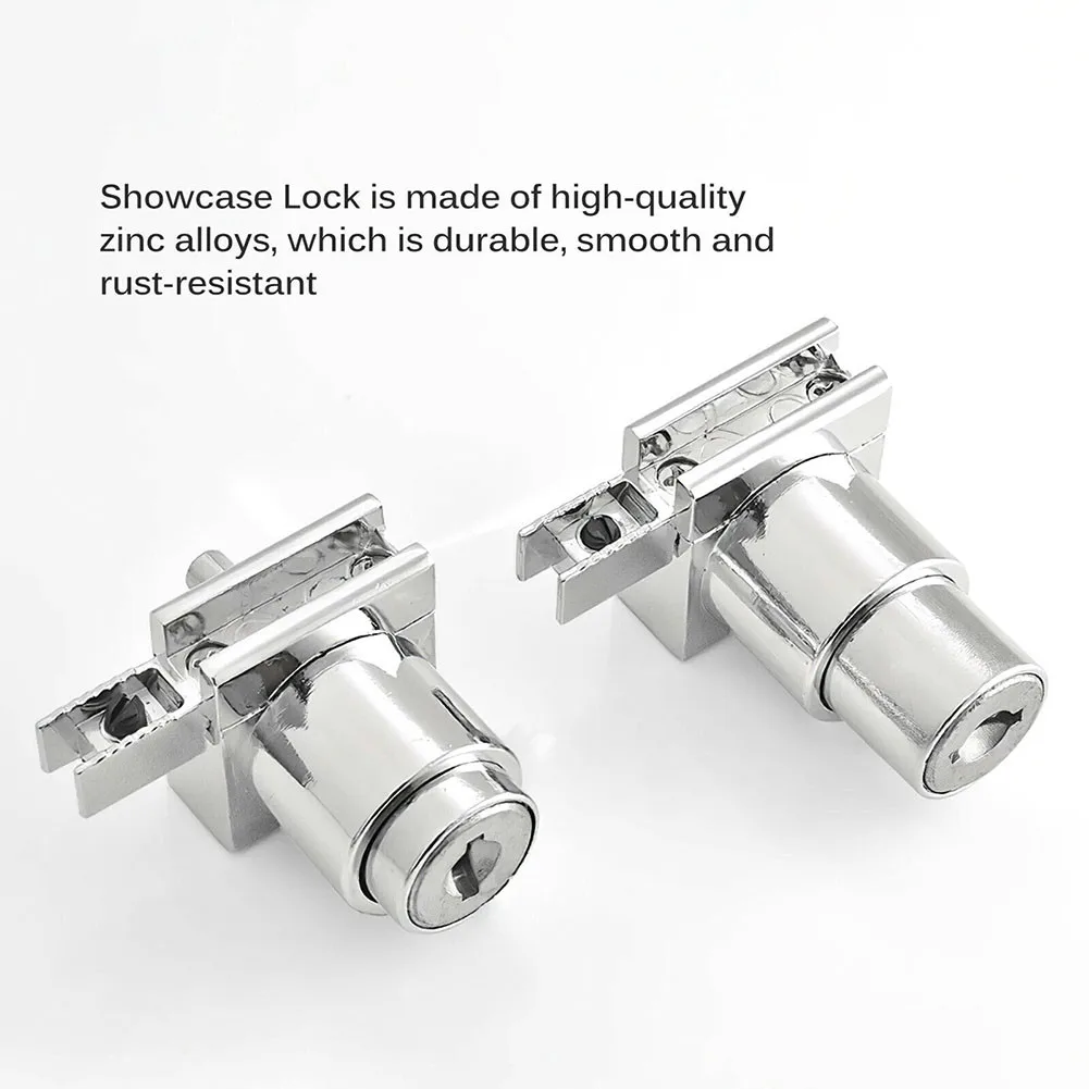 

Showcase Display Cabinet Sliding Glass Door Lock+ 2pcs Key For 5-8mm Glass Zinc Alloy For Showcase Door Hardware