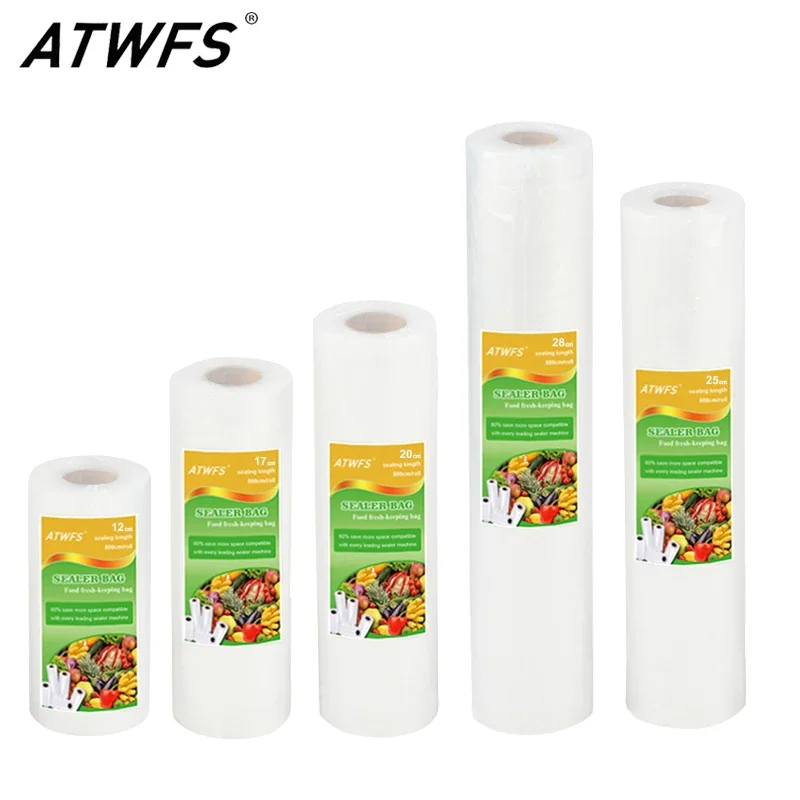 Food Vacuum Bags 1 Roll 12/17/20/25/28cm*500cm for Food Storage