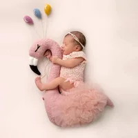 Newborn Photography Props Flamingo Pillow Lace Wrap Set Baby Modeling Pillows Cartoon Cushion Fotografia Photo Props Accessori 1