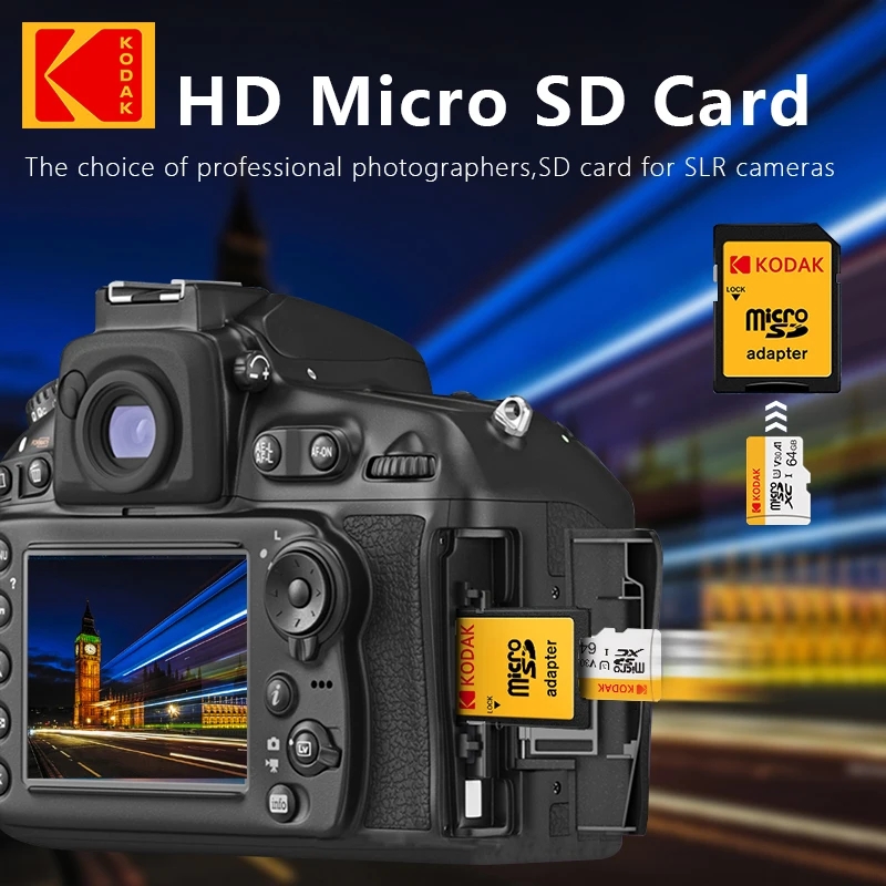 KODAK 마이크로 SD 메모리 카드, 128GB Class10 U3 UHS-I 128GB TF 카드, 4K HD SD 어댑터, 휴대폰 스마트폰 태블릿 PC용, 신제품