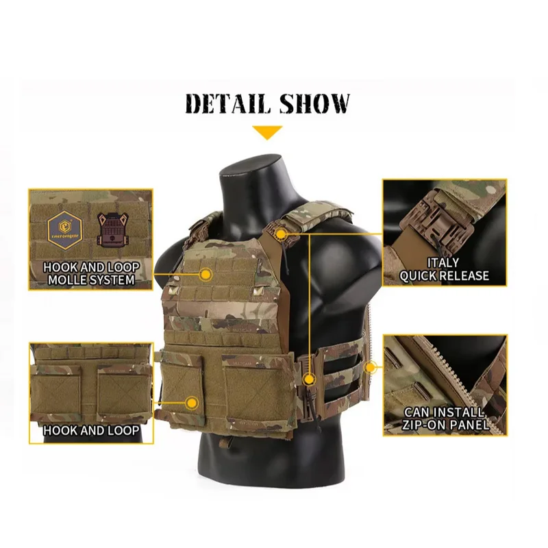 Emersongear 퀵 릴리스 Jum 플레이트 캐리어 2.0 전술 조끼 하이킹 사냥 전투 Molle Airsoft 나일론 야외 EM7403