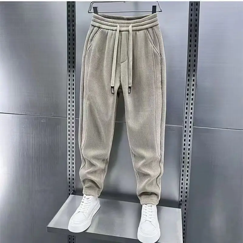 Autumn Winter Casual Pants Elastic Waist Harem Pants for Men's Fashion Sports Corduroy Fleece Joggers Baggy Trousers casual pants sports pants casual sports pants corduroy pants