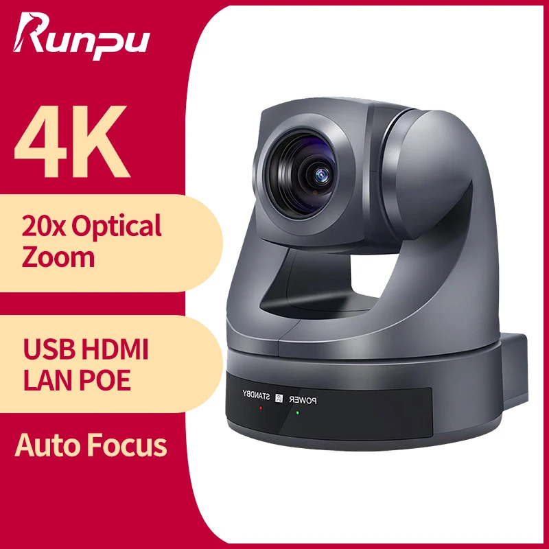 PTZ Camera 20X Optical Zoom USB HDMI LAN POE 4K30fps Live Streaming Broadcast Video Conference System Runpu