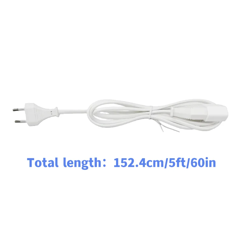 EU 표준 직선형 연장 코드, 1-1 전원 연장 코드, 2.5A/250V, TV 및 조명에 적합, 검정색 및 흰색
