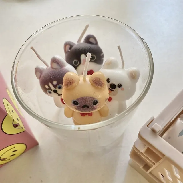 Bougies d'anniversaire pour chat et chien, 3 pièces, décoration de gâteau pour enfants, chiot, bougies d'anniversaire pour animaux de compagnie, fournitures de pâtisserie pour fête 4