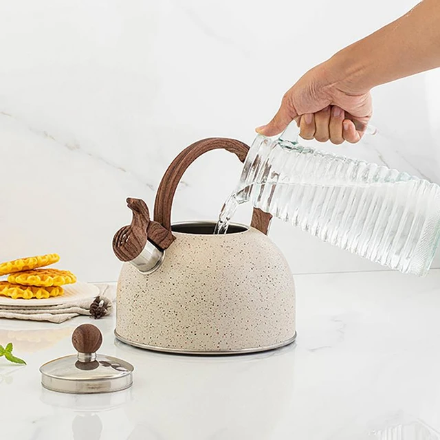 2.5L Whistling Teapot Stainless Steel Tea Kettle Stove Top Anti-Hot Water  Kettle Wooden Handle Loud Whistle For Home Outdoor - AliExpress