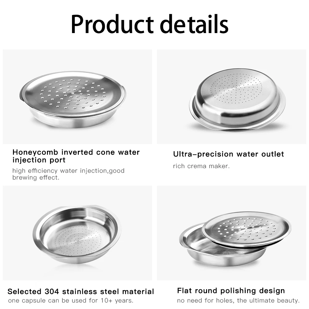 Description Picture 6 of itemReusable Coffee Capsule for Philip Senseo HD6592 Senseo HD7801 Machine Espresso Stianless Steel Refillable Coffee Pad Filters