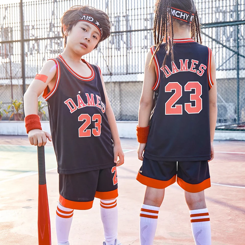 Children Basketball Jersey Suit Boy Girl Summer Sleeveless Vest & Shorts Quick-dry School Class Basketball Uniform Outfit basketball jerseys