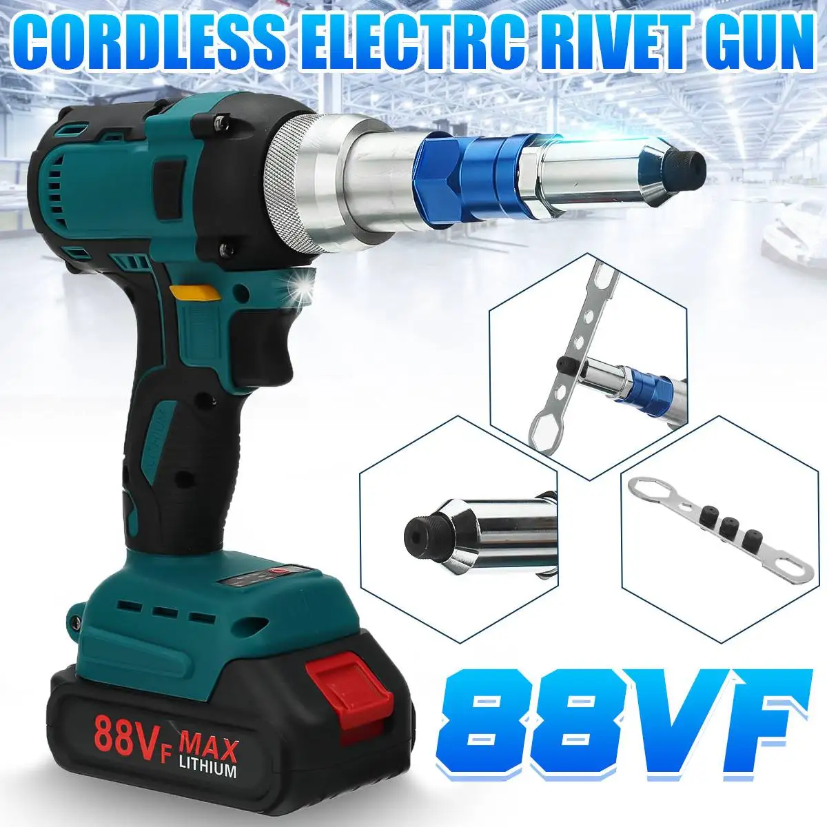 

88VF Brushless Electric Rivet Gun Cordless Rivet Nut Gun Drill Insert Automatic Riveting Tool For Makita 18V Battery EU Plug