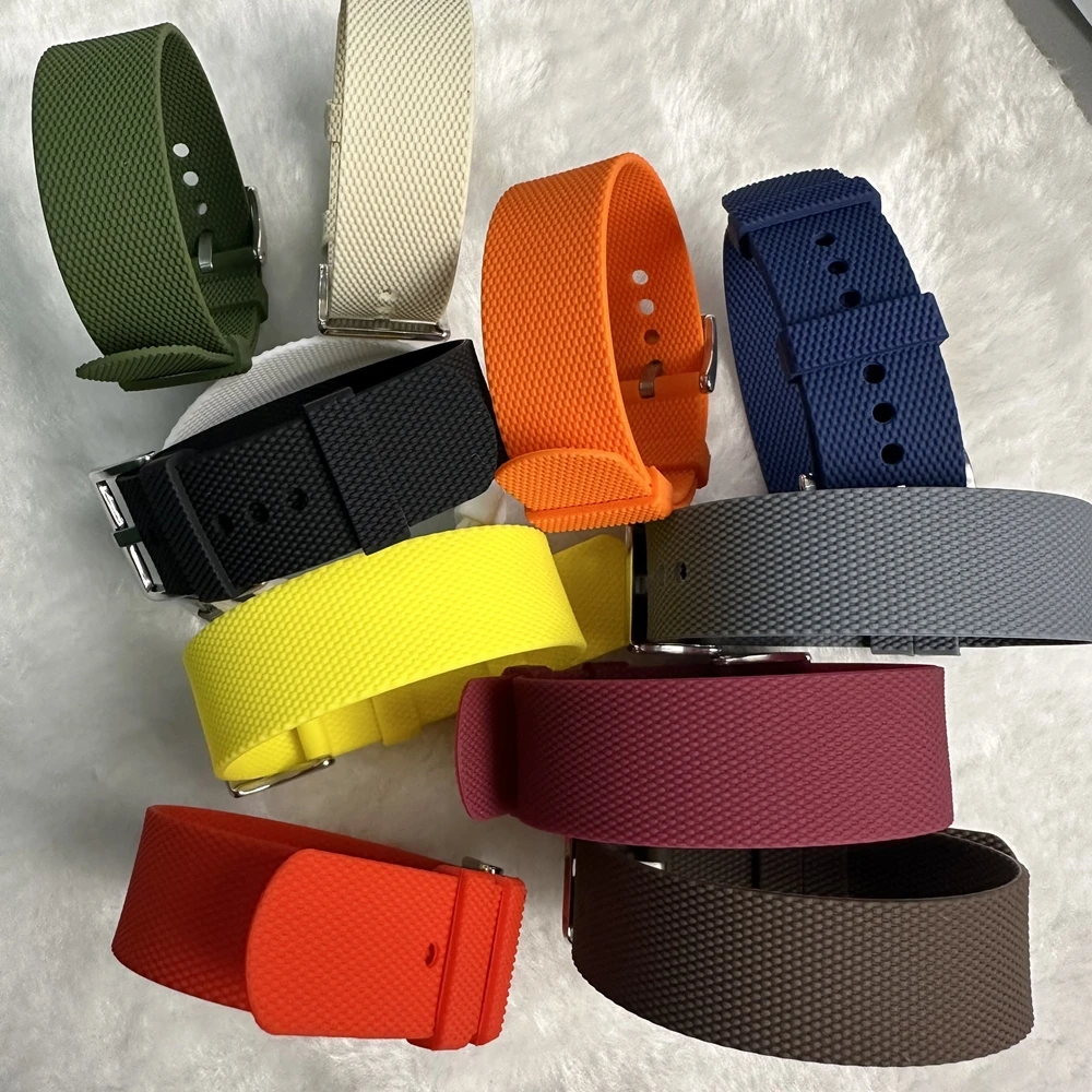 Premium Waterproof Silicone Rubber Watch Strap - Elastic Woven Pattern in Vibrant Colors