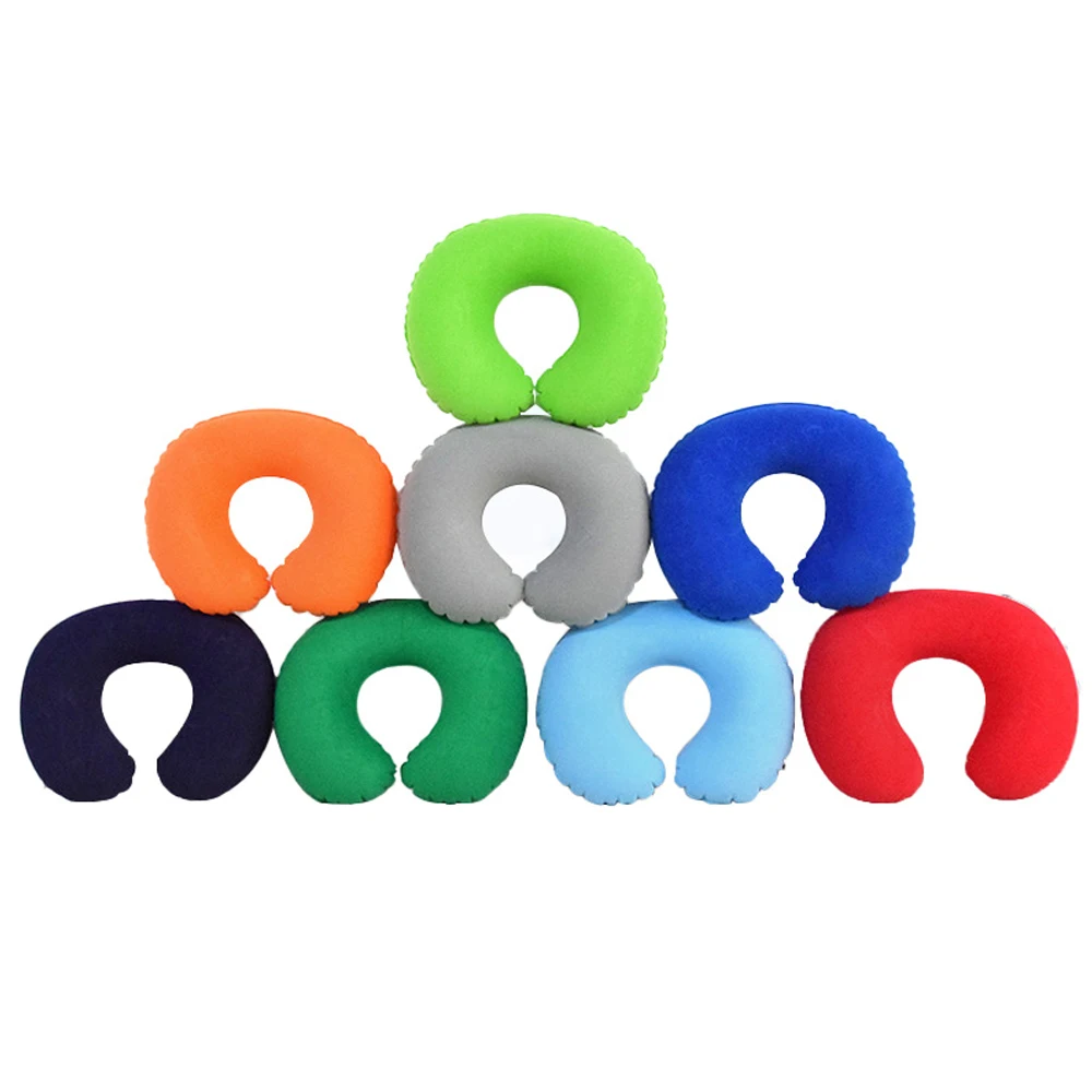 Inflatable C-shaped Travel Neck Pillow Portable Round Cushion 1pc inflatable neck pillow