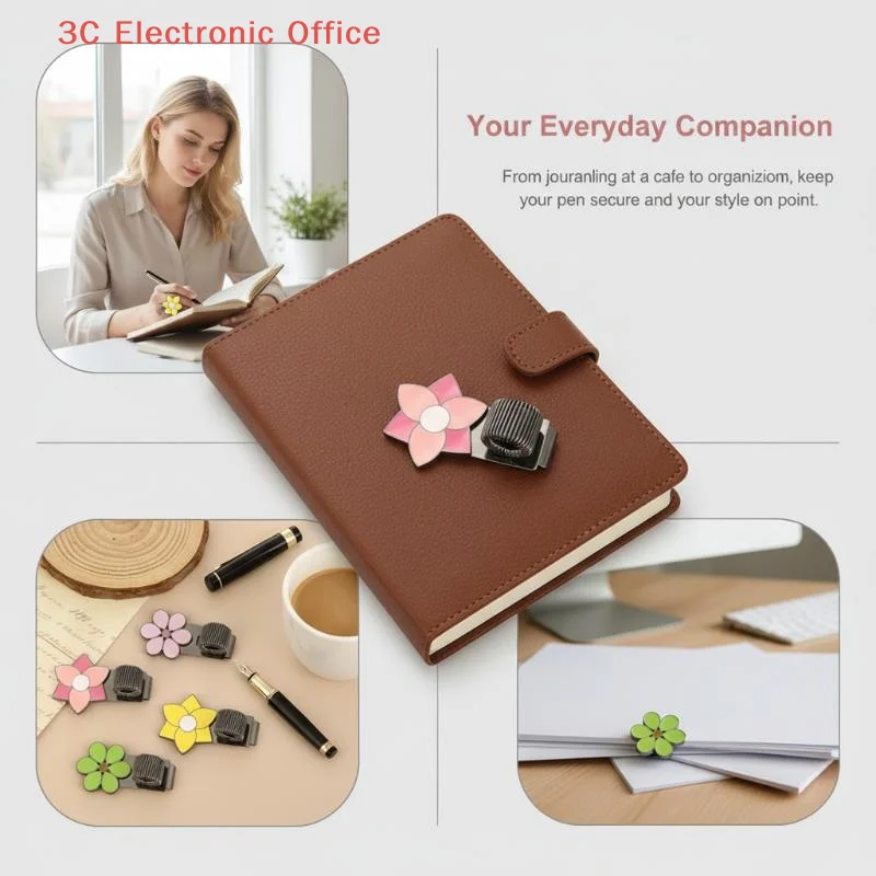 꽃 모양 금속 펜 클립, 스프링이 있는 창의적인 스프링 클립, 학생용 노트북 펜 클립, 학교용