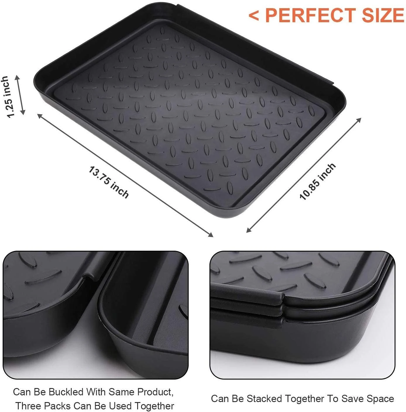 Shoe Mat Trays 3PCS Boot Tray Heavy Duty Storage Tray Dog Bowl or Cat Bowl Mats Trap Mud to Protect Floor 13.7X10.8 Inch