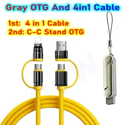 2m Foldable Charging Cable with Integrated Stand - 240W Ultra - Fast Charging & Data Transfer (4in1 Cable and OTG)