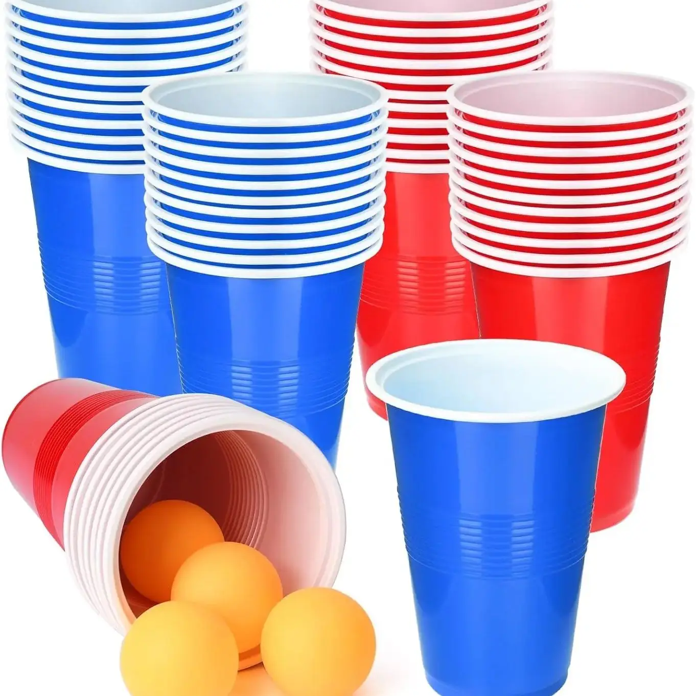סט משחק כוס פונג 22 חלקים 16 אונקיות פלסטיק עם 4 כדורי פינג פונג למסיבת חג המולד ושנה חדשה