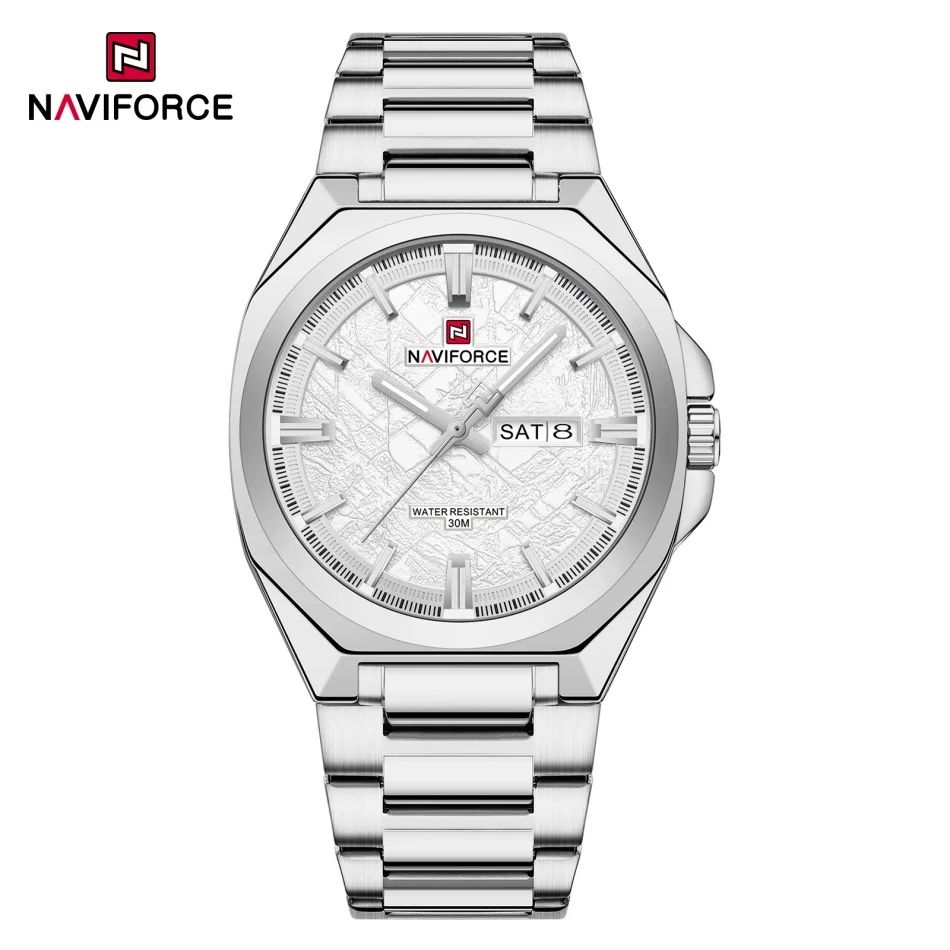 Luxury NAVIFORCE Men's Waterproof Stainless Steel Watch with Luminous Display