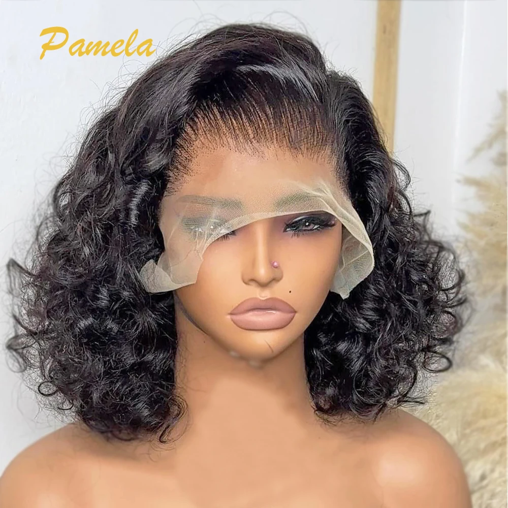 Double Drawn Glueless Wig Human Hair Loose Deep 250% High Density Short Bob 4x4 5x5 Transparent Lace Closure Wigs Ready To Go