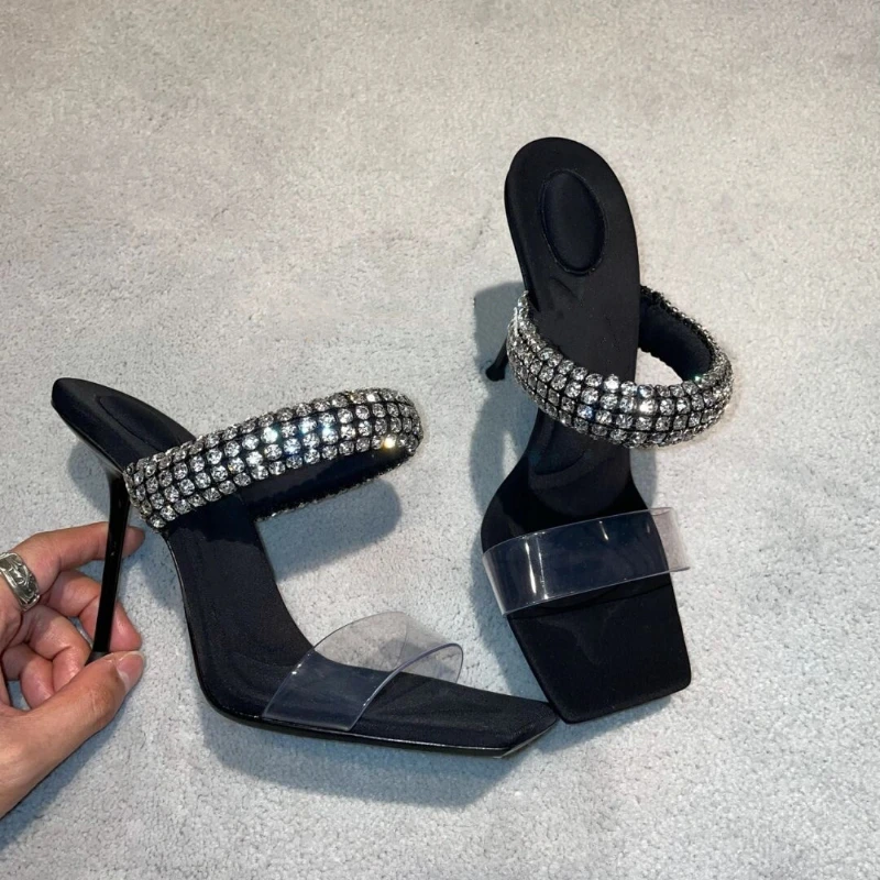 

Women's Spring/summer 2022 New Rhinestone High Heels Stiletto Sandals with Transparent Sandals
