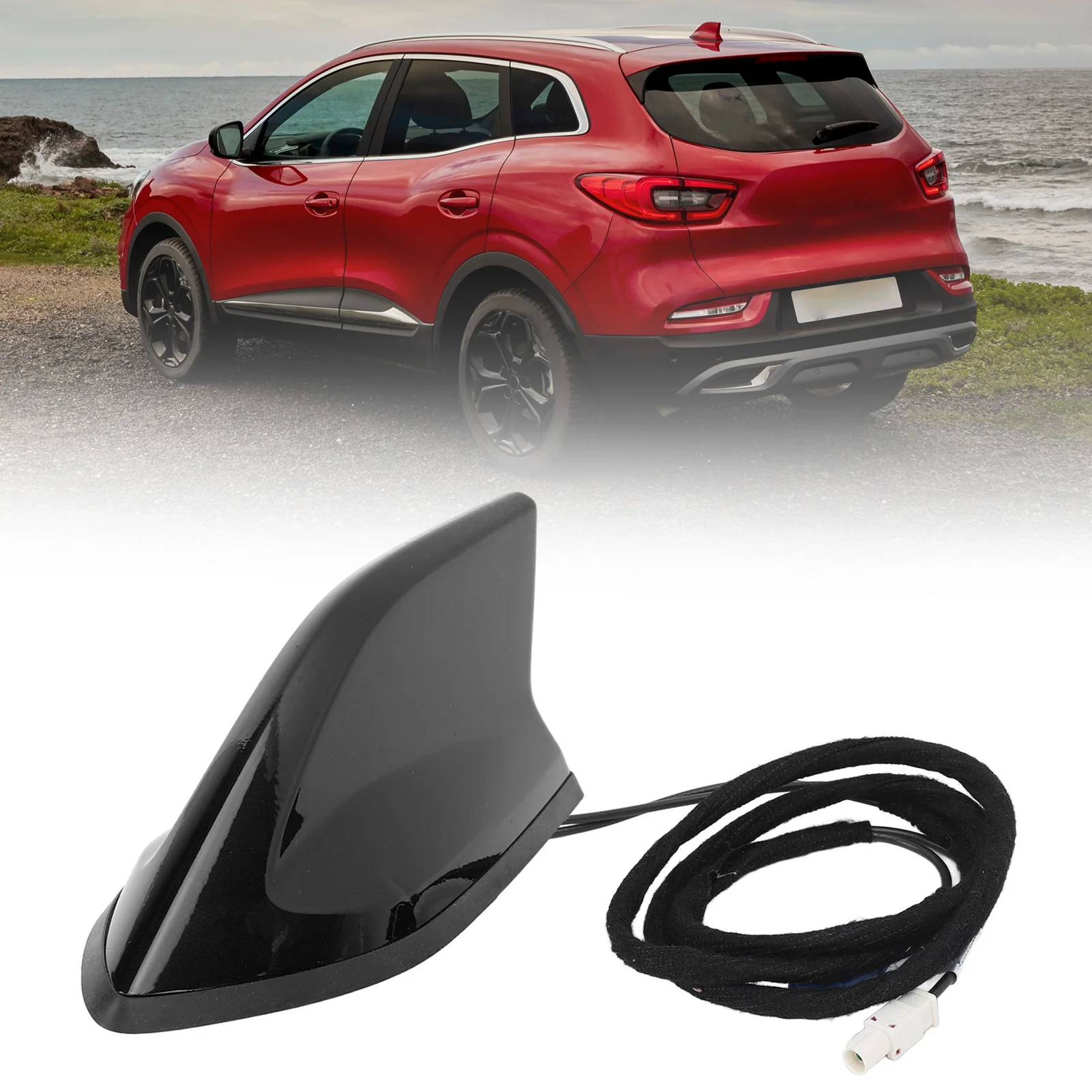 1PC 상어 지느러미 안테나 282069033 - Kadjar HLA3/HLA6/HLNC/HLMR 검정색 내구성을 위한 고성능 지붕 라디오 신호 공중