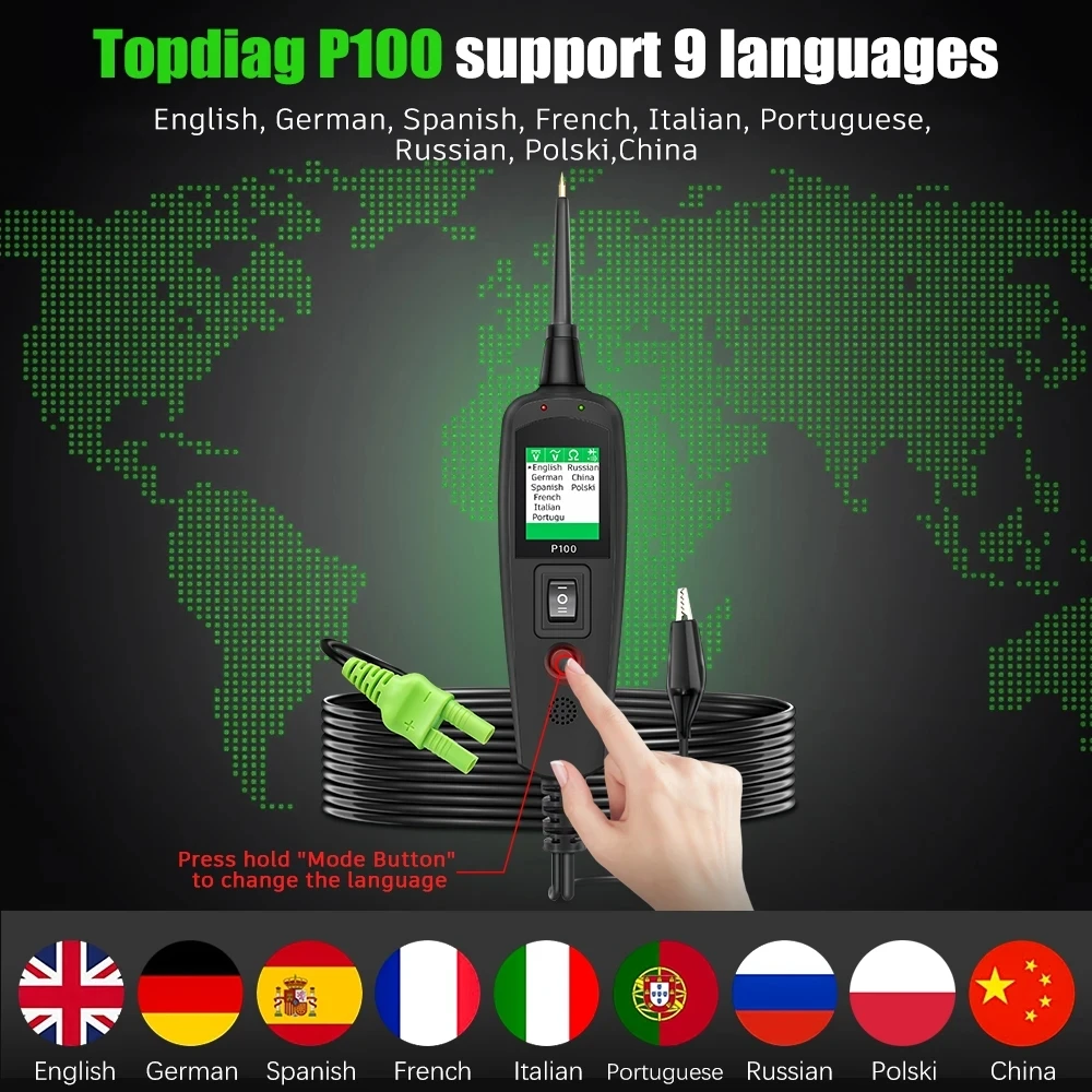 Original TopDiag P100 Car Circuit System Tester For 0-70V Cars Trucks OBD2 Car Diagnostic Auto Repair Tools