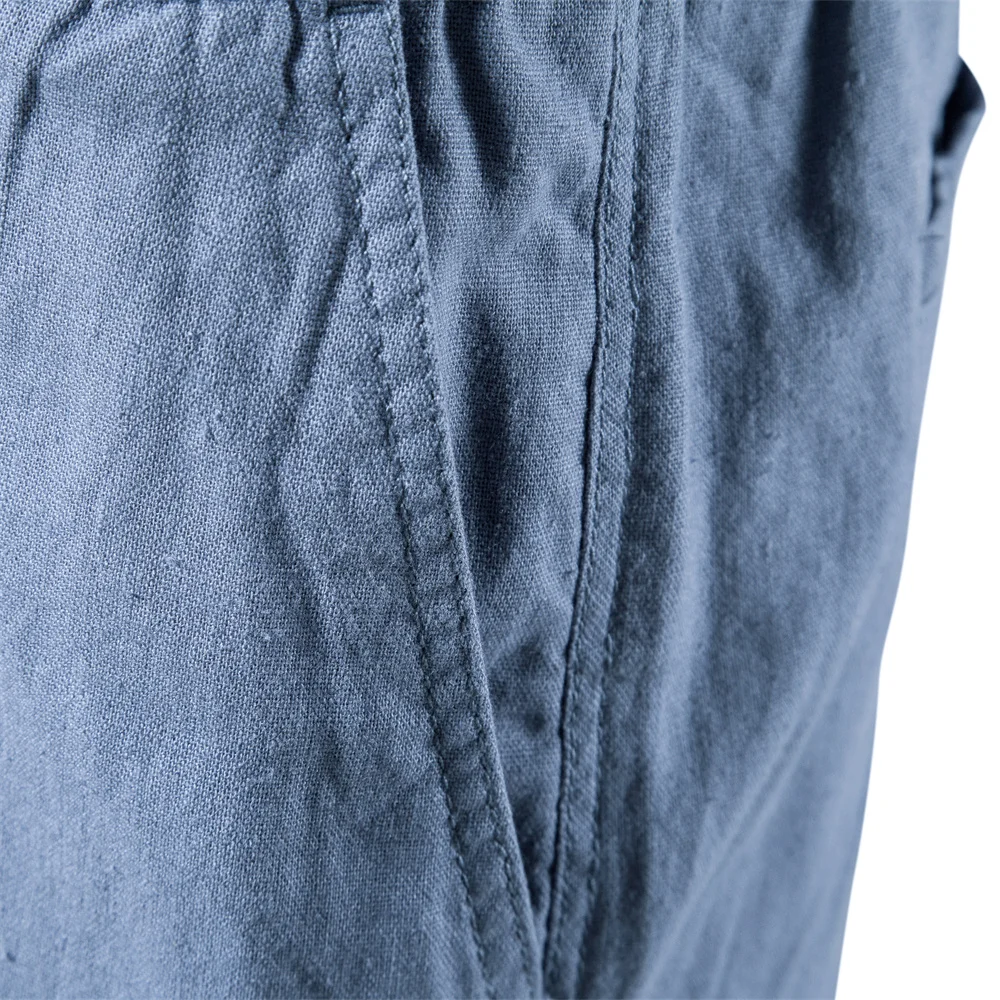 AIOPESON Cotton Linen Men's Shorts Solid Color Breathable Casual Gym Shorts Men Summer Beach Fashion Shorts for Men 3