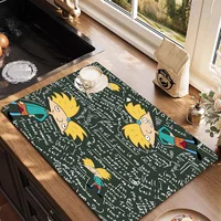 Hey Arnolds Cartoon Kitchen Drainage Mat Retro Style Dish Drying Pads Absorbent Placemats Drainer Tableware Mats Accessories 2