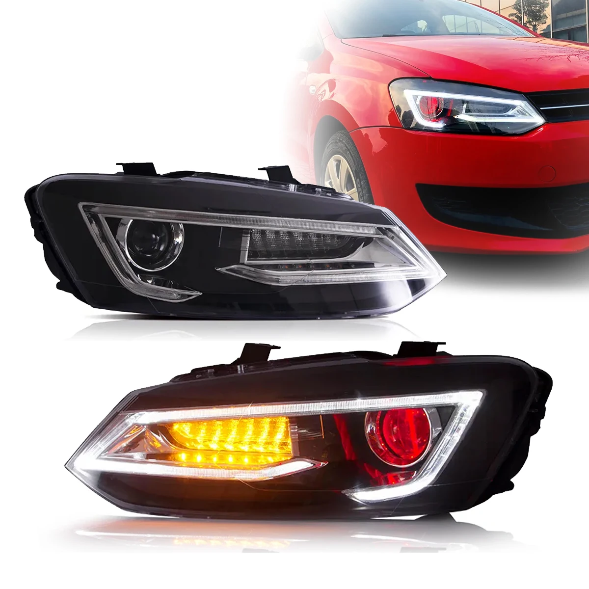 

Auto Accessories LED Front Lights Demon Eyes Headlights For VW Volkswagen Polo 2011-2017 Trendline/Comfortline/Highline/Base