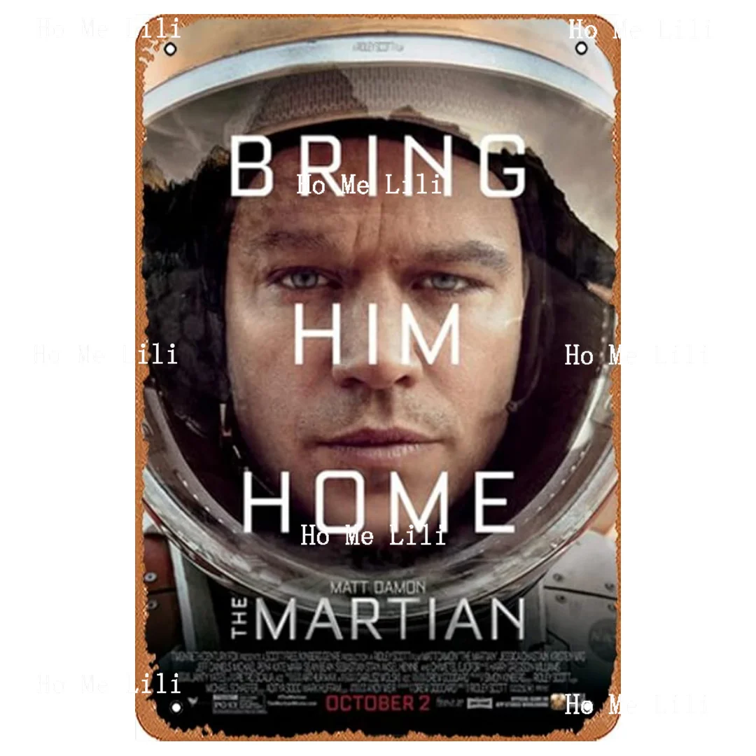 The Martian Tin Sign Metal Vintage Tin Signs Bar Cafe Home Wall Decor Retro Movie Poster