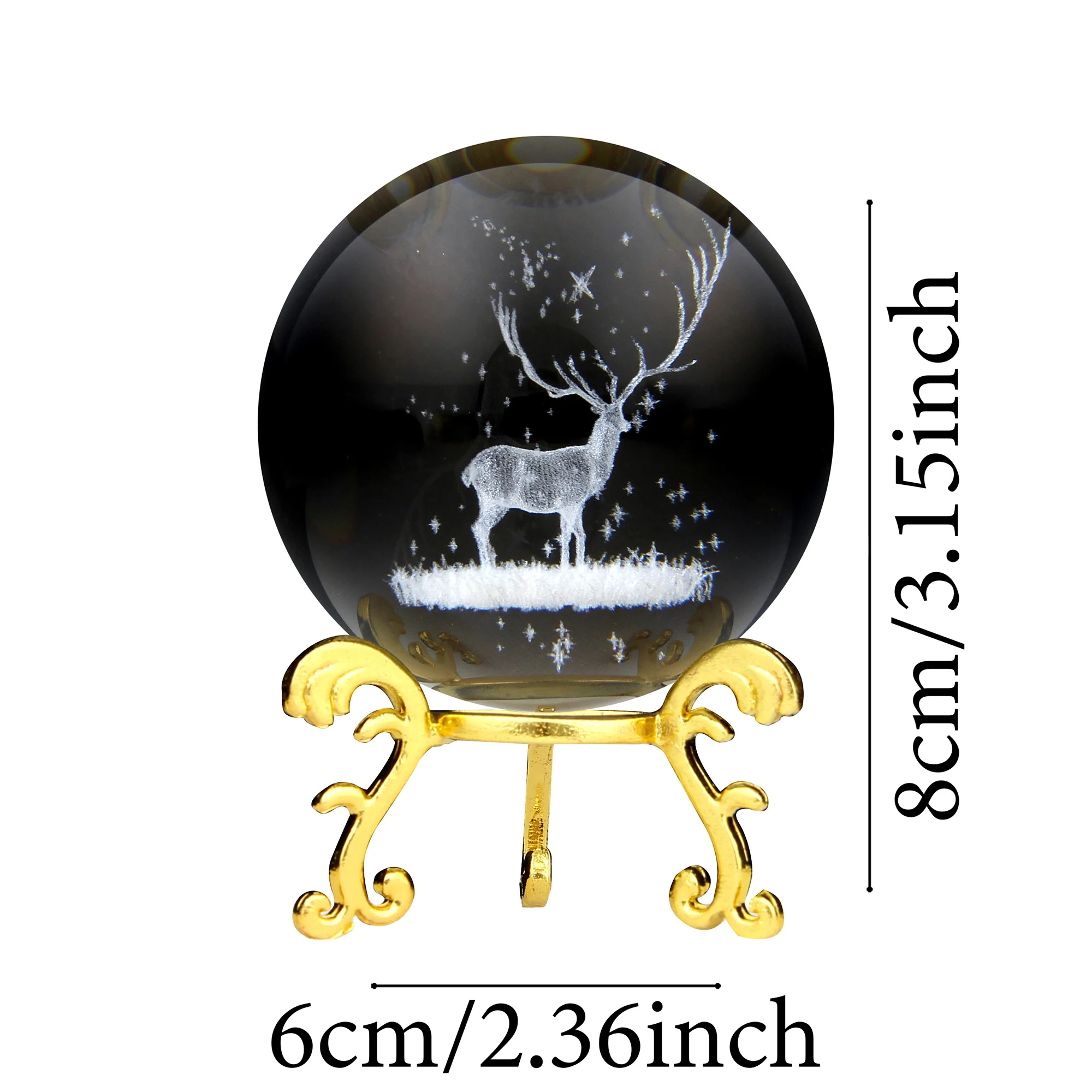 3D 크리스탈 공 태양계 고양이 크리스탈 홈 데코, 골드 베이스, 크리스마스 날 선물, 생일 선물, 유리 구, 60mm